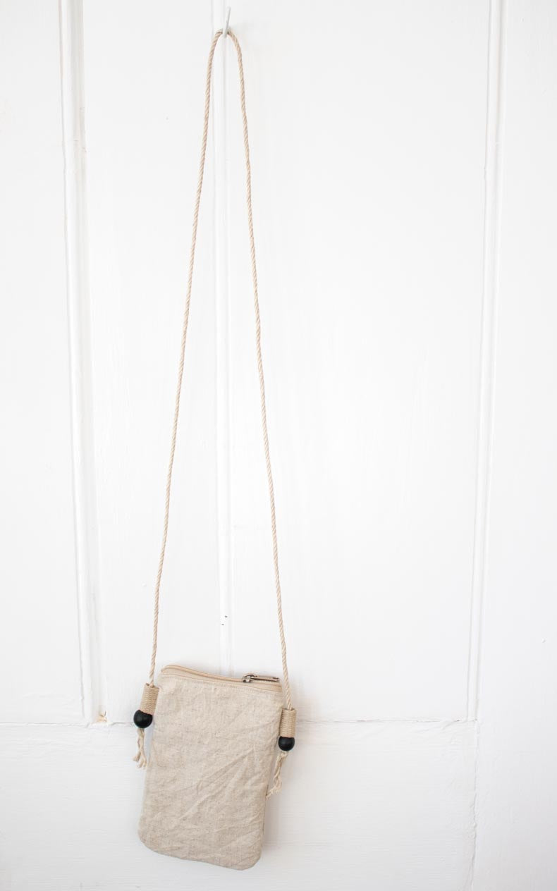 Hemp cross-body phone pouch