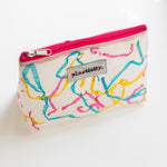 Water-resistant upcycled plastic make-up bag | Colour pop squiggle