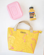 Water-resistant upcycled plastic lunch/ cooler bag | Yellow & Pink