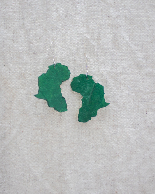 Upcycled Africa 925 Sterling Silver Dangle Earrings | Green