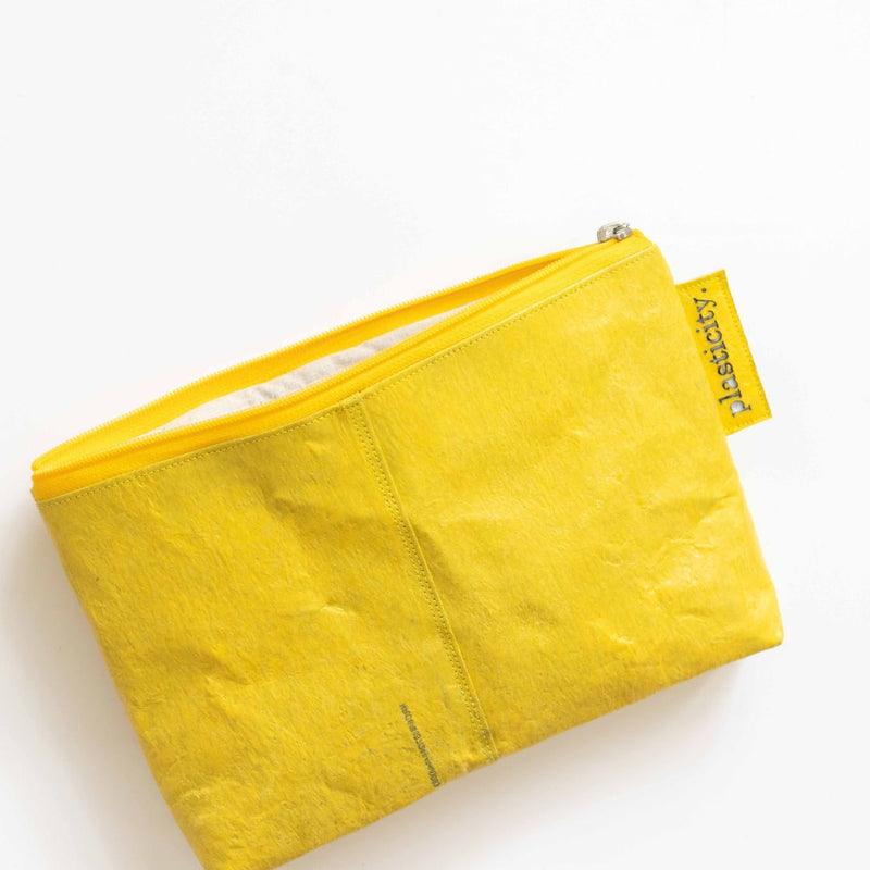 Water-resistant upcycled plastic clutch bag | Yellow