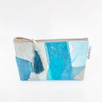 Water-resistant upcycled plastic clutch bag | Blues
