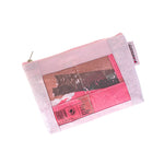 Water-resistant upcycled plastic clutch bag | Pink collage