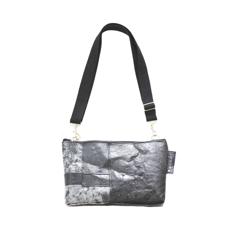 Water-resistant upcycled plastic sling bag | Classic collage