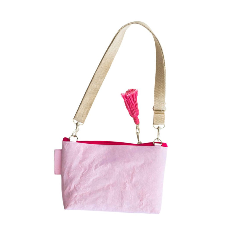 Water-resistant upcycled plastic sling bag | Pink
